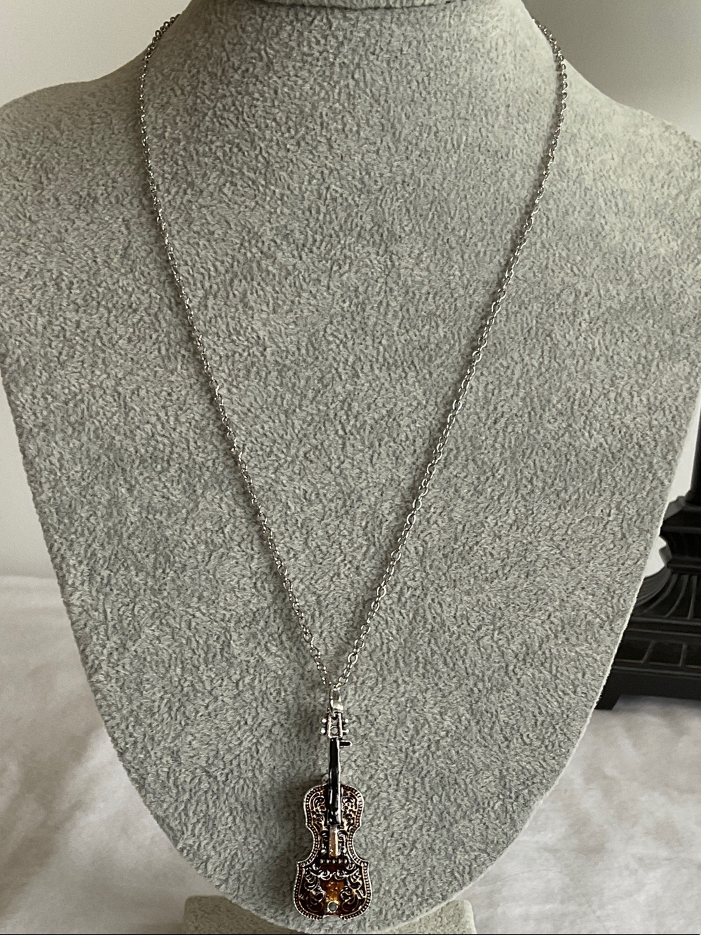 Violin Pendant Brooch Necklace
